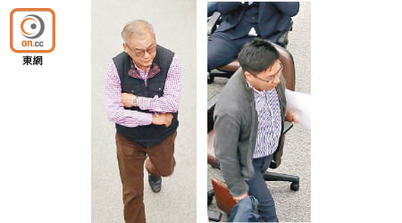 莫錦貴（左）同林港坤（右）離席抗議。（溫國佳攝）