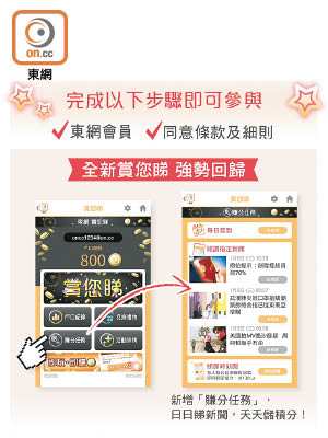 1.只要登記成為東網會員，同意活動條款及細則，即可參加《賞您睇》，日日儲積分換禮品！