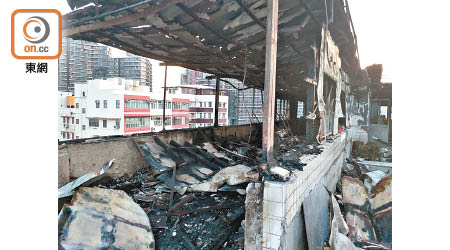 油麻地：樓齡逾六十年唐樓的廢棄天台屋，早前因電線短路發生火災。