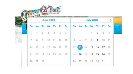 從海洋公園網上預約系統可見，六月底至七月份周末日子已全部額滿。