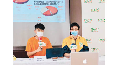 食德好建議生產商應按市場需要生產月餅，避免推出過多月餅。左為黃煒霖。