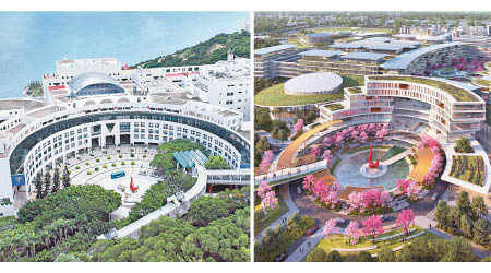 香港科技大學廣州分校（右）的設計與本校相似。