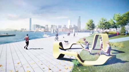 入圍作品「遊樂圈」<br>入圍作品「遊樂圈」同樣為環形波浪設計，被指與紐約建築聯盟一個比賽的得獎作品相似。
