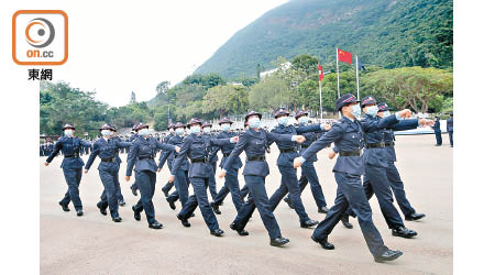 警察學院舉行今年首個警務人員結業會操。