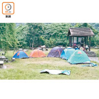 鶴藪營地：漁護署轄下圍封的營地，出現「帳篷貼帳篷」情況。