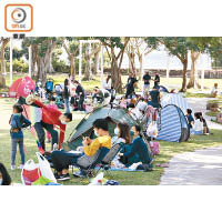 大埔海濱公園逼滿前往野餐的市民。（何天成攝）