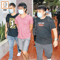 警方於去年9月在粉嶺拘捕被告呂世瑜（中）。