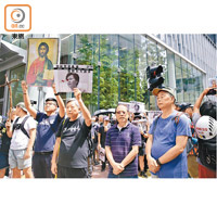 2019年8月31日：黎智英（右起）、楊森和李卓人參與港島區非法遊行。