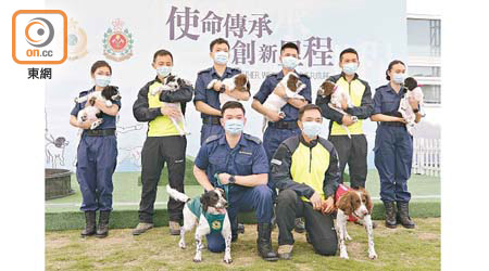 海關及消防首次合作並成功繁殖部門工作犬。（李志湧攝）