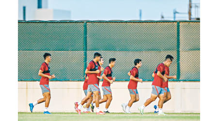 港隊在巴林進行世界盃外圍賽，積極操練。（HKFA提供相片）