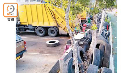 本報曾揭發將軍澳工業邨一個停車場出現大量廢輪胎。