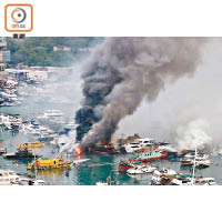 香港仔南避風塘早前發生「火燒連環船」意外。