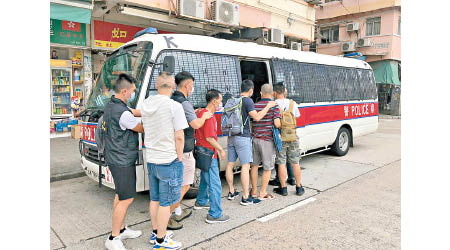 九龍城：警方在土瓜灣道一工廈單位及鷹揚街一地舖冚賭，共拘17人。