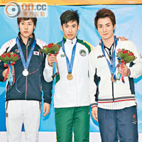 鄭仲恒（右）施展渾身解數為港隊拿下銅牌。（圖片由香港奧委會提供）