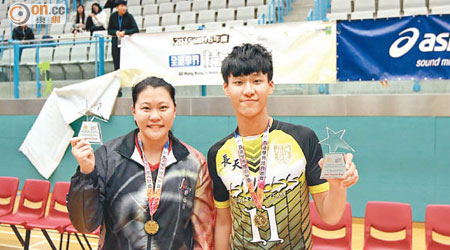 梁譽騰（右）及陳明慧，分奪男女子組MVP。