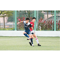 南華U16楊迪琛對香港飛馬時表現活躍。（南華足球青訓fb圖片）